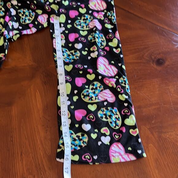 Night Life Girls XS 4/5 Black Heart Print Pajama Bottom Flannel Soft - Picture 8 of 8